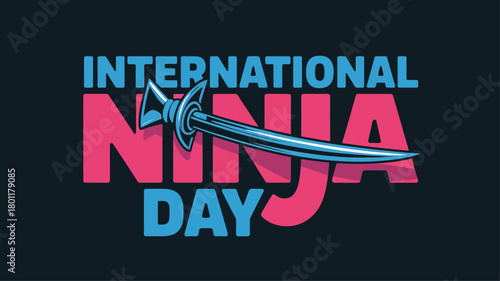 International Ninja Day with Bold Typography and Ninja Star Graphic