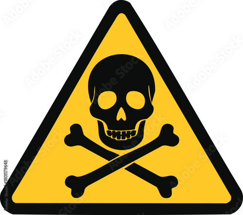 Warning sign with skull and crossbones, symbolizing danger, hazard, and caution for safety measures