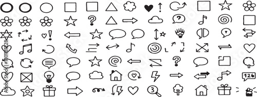 Extensive Hand-Drawn Doodle Icon Collection - seamless pattern with numbers