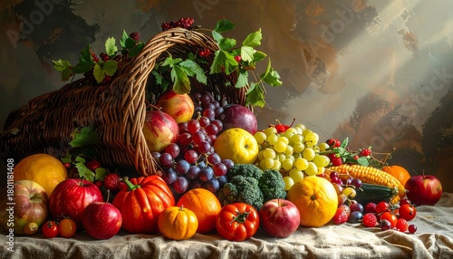 Abundant Harvest - A Cornucopia of Autumns Bounty in Still Life.