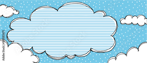 Vecteur de fond bleu ciel avec des nuages stylisés et un espace pour le texte