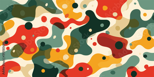 Motif abstrait organique avec des formes fluides et des couleurs vives, vecteur