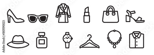  fashion accessory icons collection trendy elements.