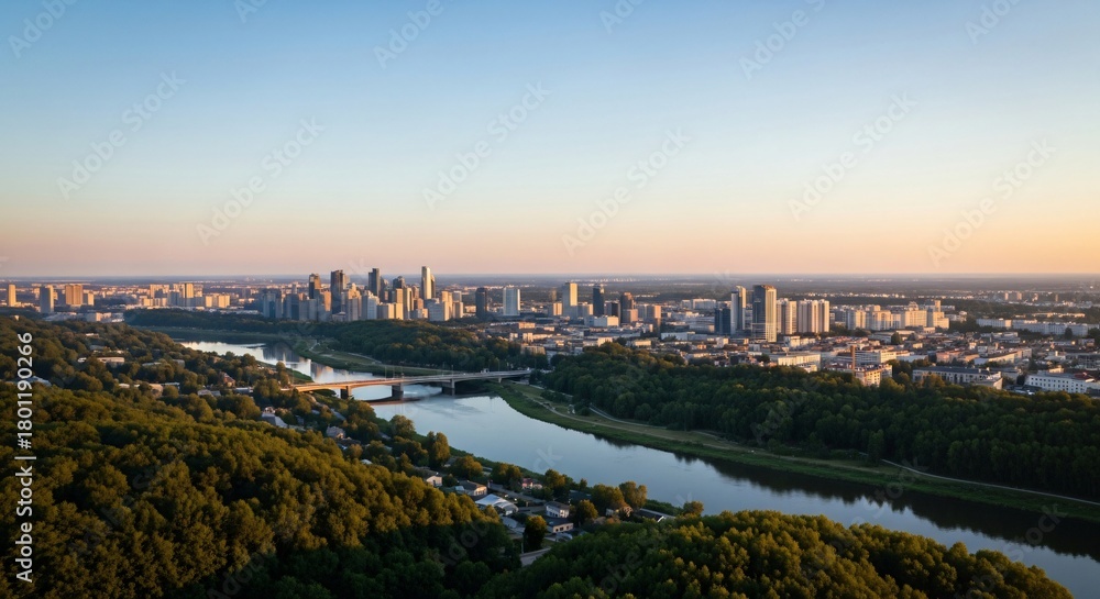Naklejka premium a view of the city of edmonton from the top of a hill
