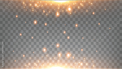 Gold horizontal lens flare. Isolated on transparent background. Yellow glow flare light effect. Vector illustration.