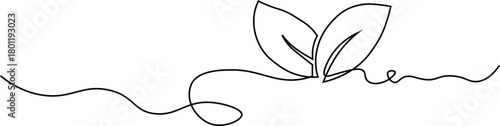 Leaf continuous line art. Leaf one line drawing. Ecology concept vector illustration