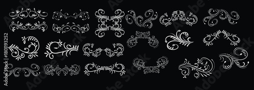 golden vintage floral elements art deco style decorative 
