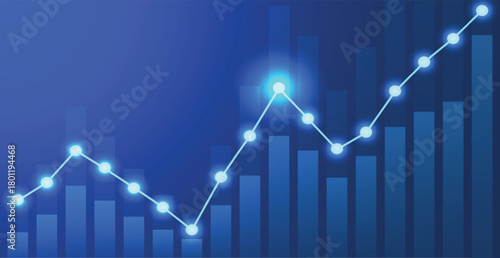 growth chart with line and glowing particle effect concept