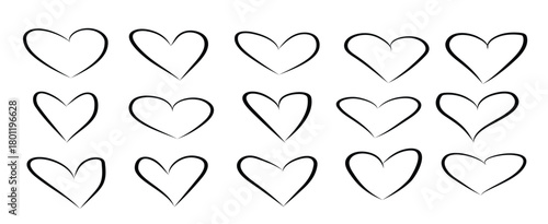hearts hand drawing set vector illustration