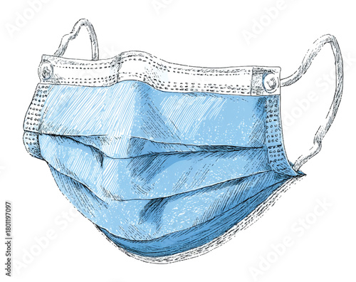 Medical face mask sketch blue protective equipment for healthcare design