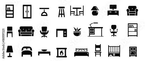 home and furniture icons vector design