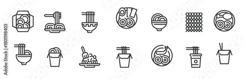 Noodle icon set. Vector illustration