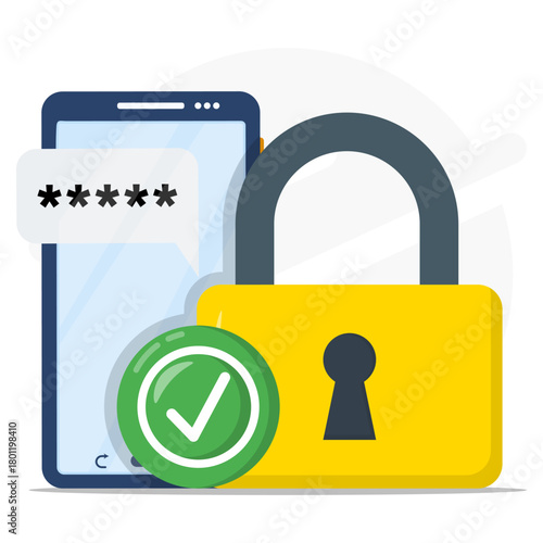 Pin code password protection concept. concept of personal data protection, cyber security, antivirus, hacker and malware. 