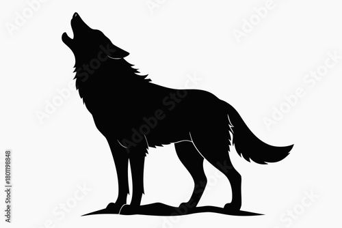 wolf howling black silhouette vector, wolf black symbol, wolf isolated