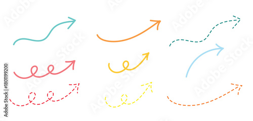 set of hand drawn arrows and dotted arrow 