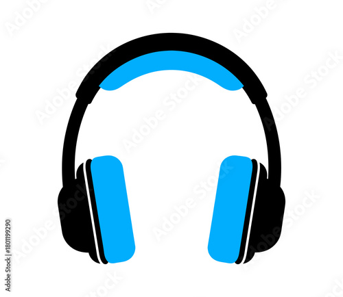 A pair of modern blue and black over-ear headphones, designed for listening to music or audio, isolated on a clean white background.