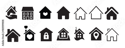 house vector icon set home illustration sign collection