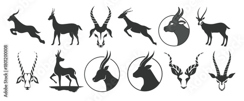 Icon set antelope vector illustration