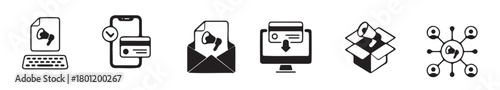 Vector Icons Representing Digital Marketing and Payment Methods