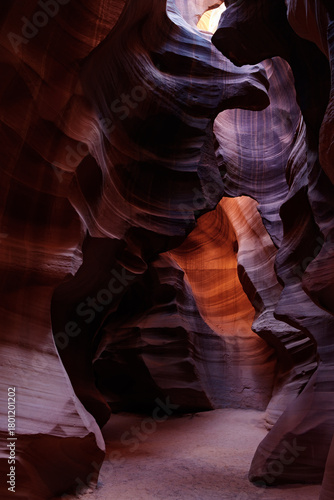 Walking through Upper Antelope Canyon. Iconic sandstone curves shaped by flash floods and wind erosion. Photographed in the Navajo Nation Territory near Page, Arizona. October 9, 2025.