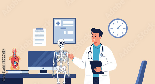 Medical Professional Presenting Anatomical Structure and Explaining to Patient Illustrated