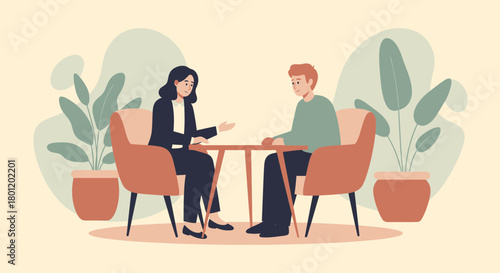 Discussion And Agreement In Partnership Or Professional Business Meeting Illustration