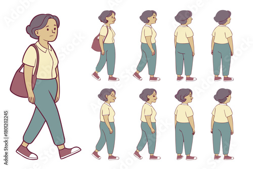 Handyman, repair worker, and plumber in uniform vector illustration. Character constructor for animation. Front, side, and back view set. Body parts, postures, poses collection.