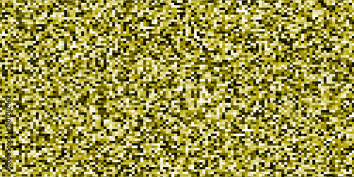 Seamless pixelated golden texture. Yellow noise grain pattern
