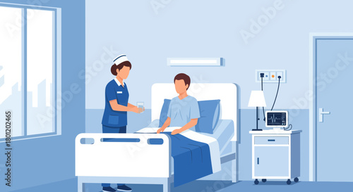 Hospital Scene Depicting Patient Care And Healthcare Professional Support