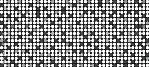 White and Grey Dot Grid. Abstract Optical Illusion Pattern on Black Background