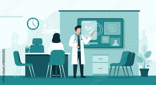 Medical Consultation: Doctor Explaining Radiology Results To A Patient In A Clinic