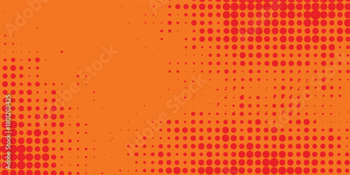 Dots halftone orange color pattern gradient texture with technology digital background. Dots pop art comics vector eps10