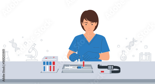 Medical Professional Conducting Scientific Research In Laboratory Setting With Equipment