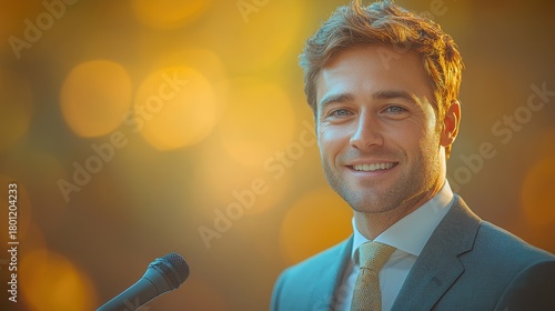 Wallpaper Mural Male speaker presents engaging topic at a corporate business conference in a well-lit venue during the afternoon Torontodigital.ca