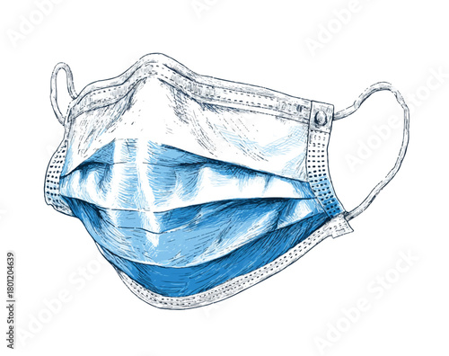 Surgical mask sketch artwork representing health safety and disease prevention