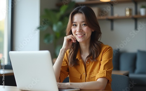 Portrait of beautiful smiling young  entrepreneur businesswoman working in modern work station. High quality
