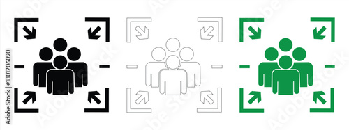 icon of a meeting point in black, white end green