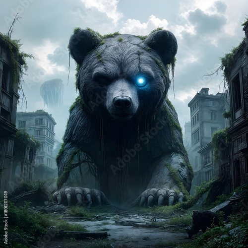 cyber brown bear in the sun