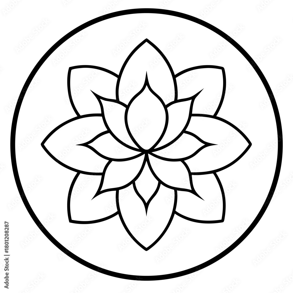 Fototapeta premium Lotus flower vector icon isolated on white background