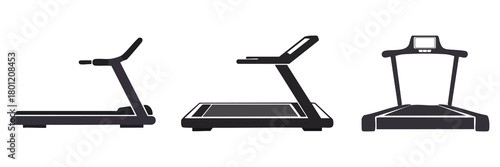 Treadmill icon silhouette set walking treadmill gym machine vector