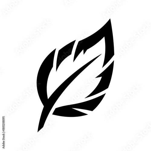 Black and white leaf vector illustration for nature logo design and graphic design projects usage free
