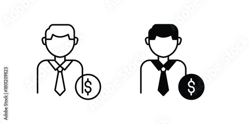 Investor  set icon with white background vector stock illustration