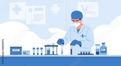 Scientist Performs Experiments in the Laboratory to Develop Medical Treatment