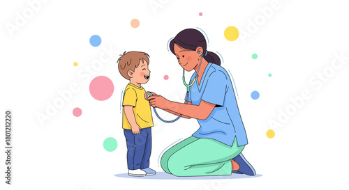 Pediatrician Checking On Child's Health During An Exam With Medical Tools And Care