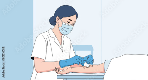 A Medical Expert Applying Bandage After an Intravenous Procedure for Healthcare Purposes