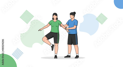 Balancing Act: A Trainer Assists A Person With Equilibrium Exercises For Focus