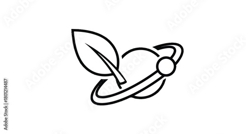 Eco Symbol Featuring Leaf and Ring Overlay Emphasizing Nature and Sustainability.