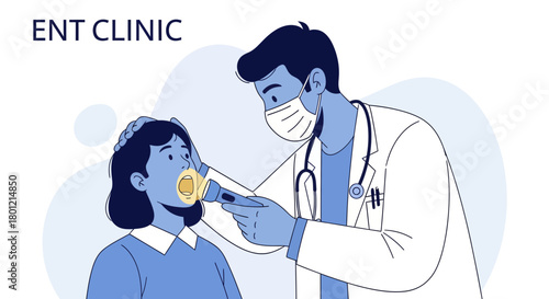 Medical Examination Illustration With a Doctor Using Medical Equipment in Clinic