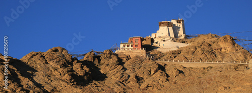 Blue sky over Tsemo Monastery and Castle, Leh, India.