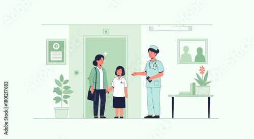 Medical Consultation: Patient And Guardian Being Guided By A Healthcare Professional